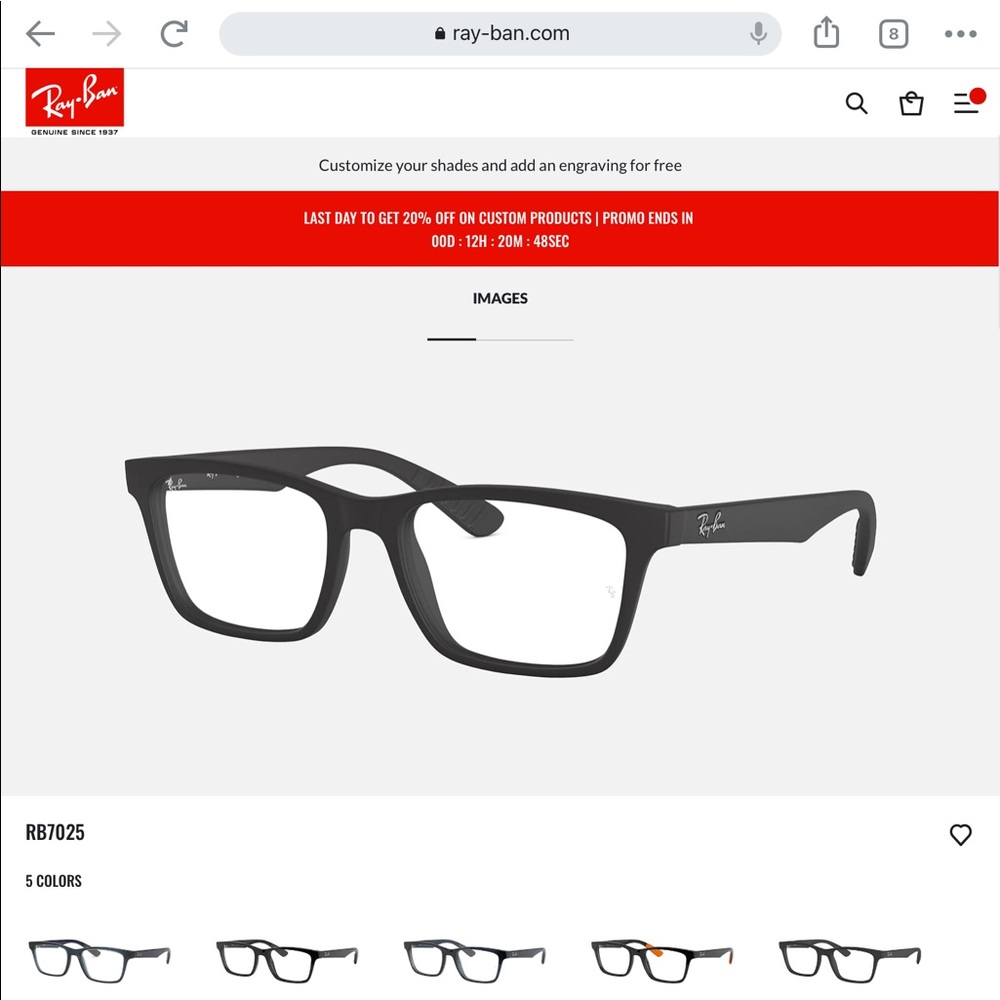 Ray Ban Eyeglass frames -Unisex-Matte Black